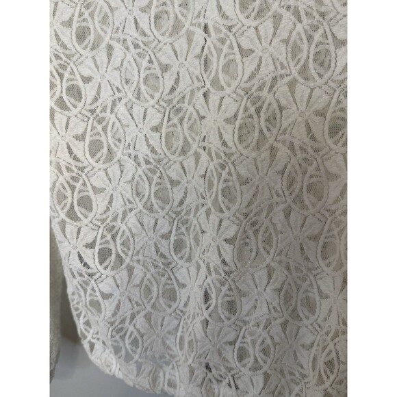 Ruby Rd. Women’s 10 White Lace Zip Jacket Sheer Long Sleeve Drawstring Hem Boho - Picture 5 of 11